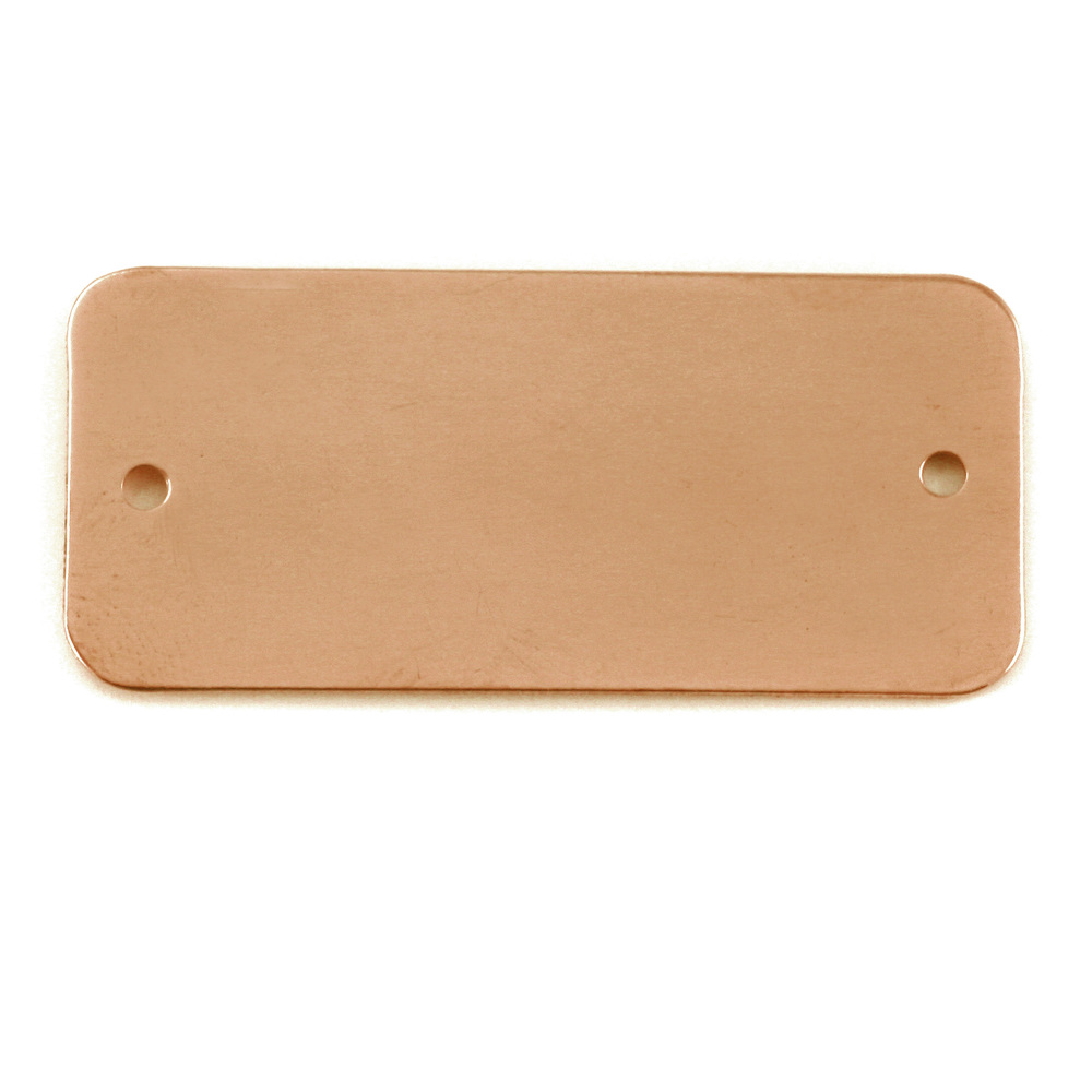 Metal Stamping Blanks Copper Rectangle with Holes, 44.5mm (1.75") x 20mm (.79"), 24g, Pack of 5